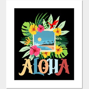 Aloha Hawaii Hawaiian Island Palm Trees Beach Vacation Posters and Art